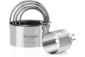 HULISEN Cookie Cutters Set (5 Pieces/Set), Stainless Steel Scone Cutters with Handles, Round Pastry Cutters Circle Biscuit Cutters Set for Baking, Professional Dough Cutter Tool.