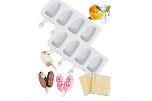 May Huang Stampi per Ghiaccioli in Silicone, 2 Pezzi Silicone Stampi per Gelato con 100 Bastoncini di Legno, Senza BPA, Stampo per Ghiaccioli al Cioccolato Congelato Fai da Te per Bambini Adulti (H)