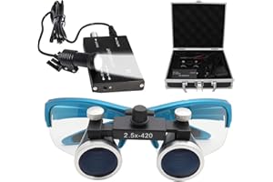 DDASAM Occhiali ingrandimento,Lente d'Ingrandimento Dentale, dental loupe,lampada dentale2,7x Occhialini Binoculari Medici Chirurgici Dentali con Faro LED per Chirurgia Odontoiatrica