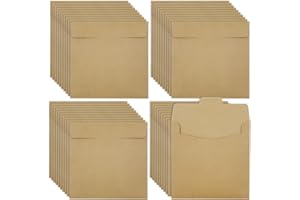 ONEBO 40 Stück CD/DVD Hüllen,CD Hüllen aus Papier,braun Hüllen für CD Rohlinge,Schutz vor Staub & Schmutz, Kraftpapier Sleeves Kuverts,CD Vintage Papierhüllen Schutzhüllen(12 * 12cm)