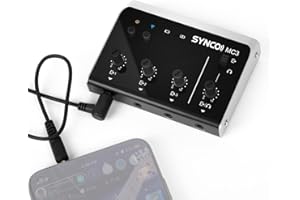SYNCO Audio Mixer Uscita a 4 Canali Contemporaneamente per Multi-Dispositivo e Piattaforma di Streaming DSP Chip Gain Control Real-Time Monitoring Bluetooth Mini Interfaccia Microfono Smartphone MC3