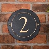 The Slate Range Placa de pizarra negra para número de casa con su número