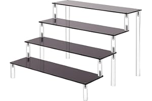 AZEAM Acryl Riser Display Stand, Schwarze 4-Tier Cupcake Stand Display Risers Regal Parfüm Köln Organizer Kompatibel mit Funko Pop Figuren Lebensmittel Dessert Make-up Kosmetik Organizer (1 Pack)