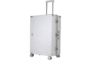 JLY Valigia Rigida 100% Policarbonato Senza Cerniera, Trolley da Viaggio con Doppio Lucchetto TSA, 4 Ruote Girevoli e Manico in Lega di Alluminio, Bagaglio da Stiva (Bianco Nuvola, L (77cm 97L))
