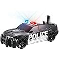Azonee Police Car Toy for Kids, Friction Powered Vehicle with Light and Sound Plastic Police Car Toy Best Gift for Boys Age 3+