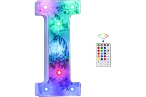 Beality Lettres Lumineuses, Licorne LED 18 Couleurs Changeantes 26 Lettres Lumineuse, Licorne Lumineuses pour Femme Filles Cadeau Anniversaire Noël Chambre à Coucher Fête Décoration (I)