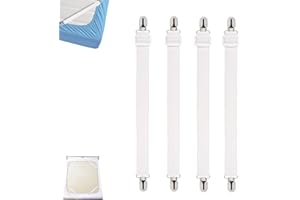 HBINGL Bed Sheet Clips 4Pcs Adjustable Fitted Sheet Straps, Elastic Sheet Clips for Bedding Adjustable Bed Sheet Grippers for Finishing Ironing Board Cover, Keep Your Sheets in Place（White）