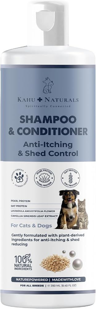 Kahu Naturals Kaşıntı Tüy Dökülme Karşıtı Organik Şampuan Nemlendirici,Köpek ve Kedi, Yulaf, İnci Proteini, Yeşilçay, Lavanta, 250 ml