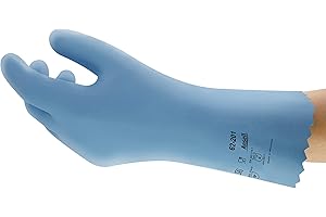 Ansell AlphaTec 62-201 Gants Jetables Latex, Protection Chimique et Mécanique, Comfort et Souplesse Elevés, Gant Usage Unique Haute Qualité, EPI Industriel, Bleu, Taille XL (12 Paires)