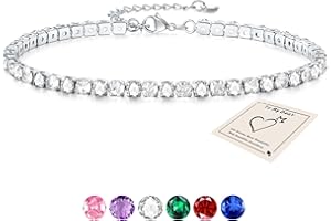 Sfoni Ankle Bracelet for Women, Adjustable Slider Bracelet Anklet with Cubic Zirconia Summer Ankle Chain Anniversary Birthday Graduation Jewellery Gifts for Teen Girls, with Gift Card & Box
