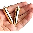 NHDT Keychain Pill Holder, Portable Solid Brass Waterproof Pill Box Container for Purse or Pocket or Necklace, Mini EDC Pill Case for Outdoor Travel , Bullet Pendant Design(2PCS)