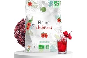 ORIGEENS HIBISCUS BIO 1kg Grade Supérieur | Fleur Hibiscus pour Bissap, Karkadé, Thé glacé, Infusion et Tisane | Infusion Detox Drainante | Fleurs d'Hibiscus Séchées Bio