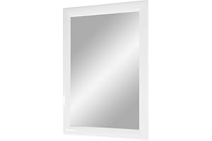 FRAMO Trend 35 - Specchio da Parete con Cornice (Bianco Lucido), su Misura con Listello in Legno MDF da 35 mm, con Cornice a Specchio e Dorso Stabile con Ganci, Bianco Lucido, 30 x 50 cm (Außenmaß)