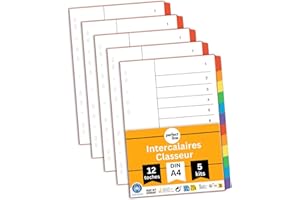 Perfect Line Intercalaires Classeur A4 DIN-A4, 12-Pièces, 5-Set, en Carton, Fabriqué en Allemagne