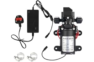 VerRich 24V Water Pumps Diaphragm Pump with Power Supply Adaptor for Water Tap,Motorhome,Caravan M18*1.5mm Connectors
