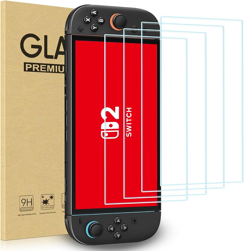 UWQAP Nintendo Switch 2 2025 için 4'lü paket temperli cam ekran koruyucu, 7,9 inç 9H sertlik çizilmez kabarcıksız cam koruyucu aksesuarları Switch2 için