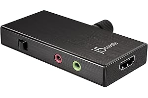 j5create Live Video Capture Card - HDMI to USB-C, Supports 1080p 60FPS Video and Audio Recording, Power Delivery 60W, Ideal for PC Xbox Playstation Live Streaming (JVA02)