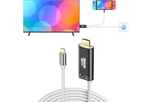 JINGDU Câble USB Type C vers HDMI pour Nintendo Switch/OLED only,Câble 3 en 1 Haute Vitesse 4K USB-C vers HDMI, Prise en Charge TV/Steam Deck/Ordinateur Portable/PC, 2m Noir et Blanc