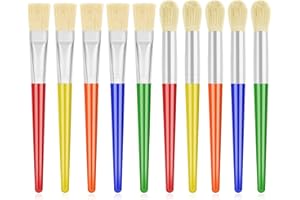 Anezus - 10 Pinceles de Pintura para Niños y Preescolar, Grandes, Redondos, Planos, para Acrílico, Colores Surtidos
