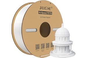 Filamento PETG ad alta velocità, 1,75 mm, JAMG HE 1 kg, filamento ad alta velocità PETG Dimensional Accuracy +/- 0,02 mm, 50 ~ 500 mm/s, Fast Printing for FDM 3D Printer (bianco, 1 kg)