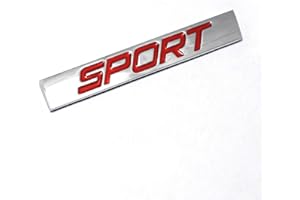 DSYCAR 3D Métal De Voiture Décoration Métal Adhésif SPORTS Voiture Camion Badge Emblème Autocollant pour Universel Voitures Moto Vélo De Voiture Style Accessoires Décoratifs (Argent-Rouge)