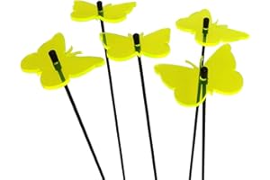 SUN CATCHER GARDEN DECOR Sun Catcher Ornements de Jardin Papillon Attrape Soleil 5 Piquets Décoratifs 25 cm Haut Accessoire de Jardinage Cadeau pour Les Jardiniers, Colour:Fluorescent Yellow