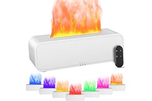 IEEILULU Diffusore di Oli Essenziali Fiamma, Diffusore Profumo Ambiente con Telecomando, 7 Tipi di Luci LED con Timer, Ideale per Casa Ufficio Sport (Bianco)