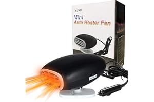 FLYEER Portable Car Heater, 12V 150W Fast Heating Car Windscreen Heater Fan Defogger Defroster with 360° Rotating Base, Plug in Cigarette Lighter 2 in 1 Heating/Cooling Mini Auto Car Heater