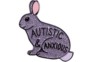ORCOW Autistic & Anxious Rabbit Enamel Pin - Cute Animal Brooch Badge Glitter Lapel Pin for Backpack Accessories & Jewelry