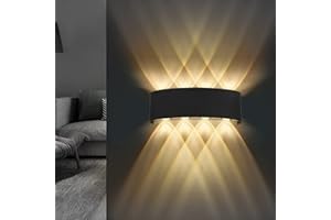 Lureshine Applique Murale, 22x8x5cm, Up and Down, Extérieure Noire 8w, IP 65 Aplique Murale LED Blanc Chaud 3000K, Luminaire Murale Intérieure Salon