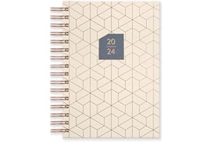 Matilda Myres 2024 Diary - A5 Day a Page - Rose Gold Wiro Bound - January to December Planner - Rose Gold Design - Hardback Covers (Ivory 2024)