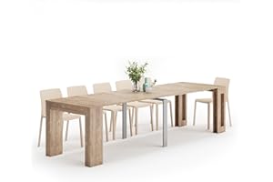 Mobili Fiver, Tavolo Consolle Allungabile con porta prolunghe Easy,45(305) x 90 cm, Quercia, fino a 12 posti, Consolle da Ingresso, Soggiorno, Made in Italy