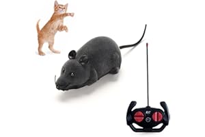 Pixibond Remote Control Rat Mouse Cat Toy Realistic RC Fake Rat Mouse Toy Flocking Wireless Chasing Electronic Interactive Cat Toys Prank Joke Scary Trick Rats for Cats Pets Novelty Gift (Grey)
