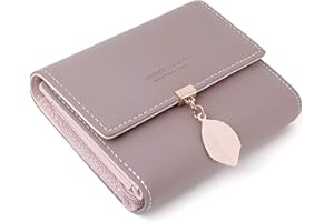 ANYWN Portfel damski z gładkiej i miękkiej sztucznej skóry, mały i w krótkim formacie portfel damski w bardzo pięknych kolorach z wieloma przegródkami, brudny róż, S