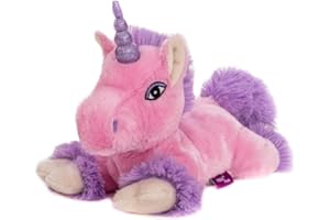 Habibi Plush Premium – 1920 Licorne rose avec corne pailletée avec coussin à grains amovible – Bouillotte chauffante pour micro-ondes et four