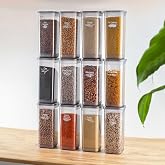 Porsima 432-Gr 12 li Etiketli Kare Un Erzak Bakliyat Saklama Kabı Takımı 1.90 lt - Gri