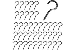 SIGANDG 40 Stück Schraubhaken Edelstahl Schwarz Kleine Schraubhaken Deckenhaken Hakenschrauben Geeignet für Holzhaken zum Aufhängen von Pflanzen, Kunstdekoration, Schlüssel(M3-40 mm)