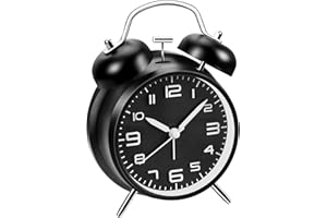 YSYYEY YeyYey Sveglia da Comodino forte per adulti che dormono pesanti, in metallo, 10,2 cm, doppia campana, funzionamento a batteria, per camera da letto, decorazione, silenziosa, senza ticchettio
