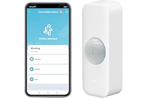 ZECAMIN Sensor de movimiento Smart, WiFi sensor de movimiento PIR infrarrojo para sistema de alarma, detector de sensor de contacto con monitor remoto de la app, notificación de alerta, compatible Alexa. 1PCS