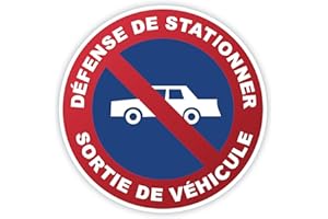 Kinoco Panneau Signalisation 'Défense de Stationner - Sortie de Véhicules' en PVC Rigide Adhésif ⌀200 mm | Résistant aux Intempéries | Épaisseur 1 mm | Fabriqué en France
