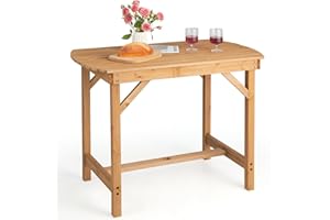 KOMFOTTEU Mesa de Jardín de Madera de Abeto, Mesa de Comedor con Agujero de Sombrilla, Mesa Auxiliar con Carga de 180 kg, Mesa de Centro para 4-6 Personas, 100 x 60 x 75 cm, Natural