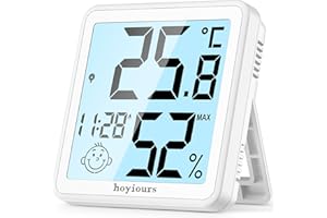 hoyiours Termometro Igrometro con Retroilluminazione, Misuratore di Umidità e Temperatura Ambiente Digitale Termoigrometro