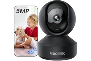 Reolink WiFi Security Camera Indoor 5MP Pan Tilt, Person/Pet Tracking, Crying Detection for Baby monitor, 3K Night Vision, 2.4/5GHz Wi-Fi Pet Camers Plug-In, Two-Way Audio, E1 Pro Black