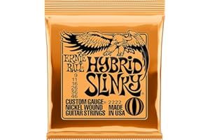 GENERIC Ernie Ball Hybrid Slinky Guitar Strings 2222 - includes 6 free Giocoso plectrums