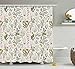 Produktbild Floral Shower Curtain, Vintage Garden Plants with Herbs Flowers Botanical Classic Design, Bathroom Decor Set with Hooks, 60 x 72 inches Long, Beige Reseda Green Pink Blue