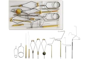 SHADDOCK Fliegenfischen Bindewerkzeug-Set inklusive Spulen-Finisher, Schere, Hackle, Haarstapler, Fliegenfischen, Bindewerkzeug-Set (11-teiliges Fliegenbindenwerkzeug-Set)