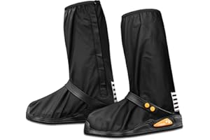 Ctrunit Waterproof Shoe Covers with Reflector,Non -Slip PVC Rain Boots Shoes with Zipper Rainproof Boots Cover Reusable & Foldable, Men Women Rain Feet Gaiters for Rain Mud Snow