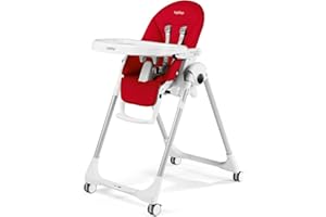 Peg Perego Prima Pappa Follow Me Seggiolone Pappa Neonati Reclinabile, Funzione Sdraietta, 4 ruote, Pieghevole e Ultracompatto, per Bambini da 0 a 3 Anni (0-15 kg), Fragola