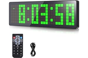 AnExer 13.2'' Gym Timer, Gym Clock, Large LED Digital Wall Clock, 12/24H Modes, Interval Clocks With Stopwatch, Training Timer With Remote Control For Home Garage (Plug In Electricity)
