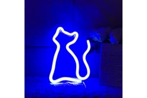 QIAOFEI Neón para gatos, luz nocturna para regalos para niños, Luz LED para gatos, neón para decoración de paredes, decoración del hogar, fiestas, vacaciones, luz azul nocturna